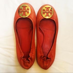 Tory Burch Orange Reva Flats